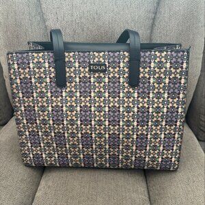 TOUS Patterned Tote Bag – Navy & Multicolor – Dust Bag Included